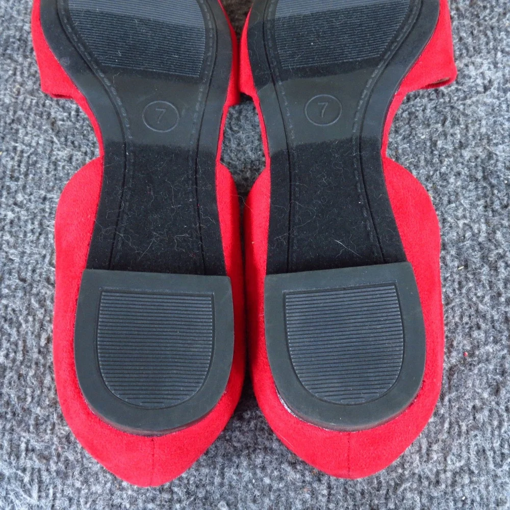 A New Day Women Pointed Toe d'Orsay Flat 7 Dress Office Red Faux Suede